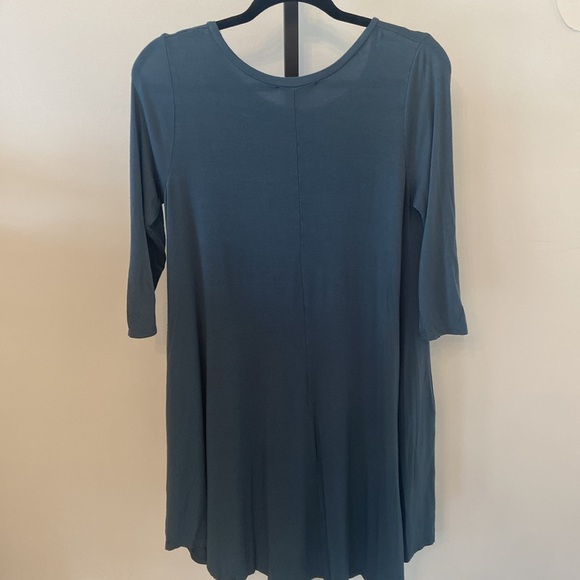 Uge Womens Stretchy T-shirt Feel Tunic Dress 3/4 Slv Pockets Flowy USA Teal Sz S - Picture 3 of 7